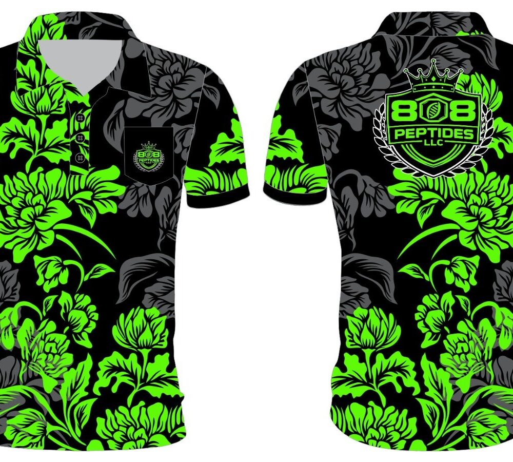 808Peptides Golf Polo dri fit subliminal printing made to order