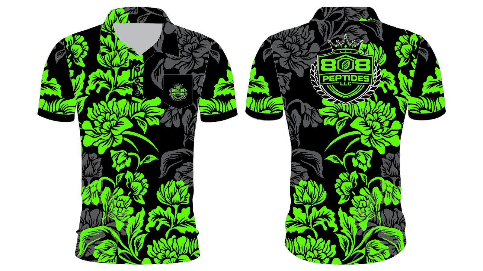 808Peptides Golf Polo dri fit subliminal printing made to order